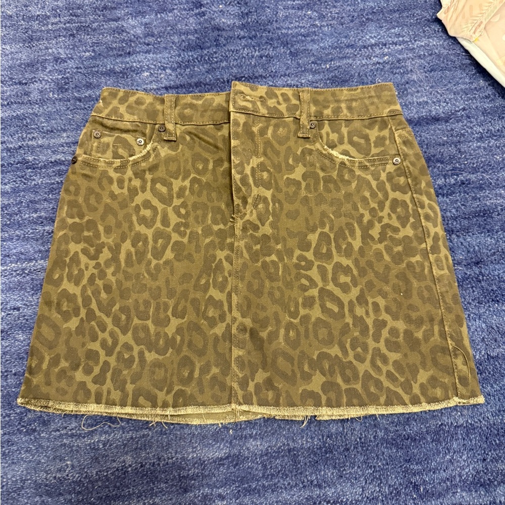 Tractr Green Tan Mini A-Line Skirt Casual